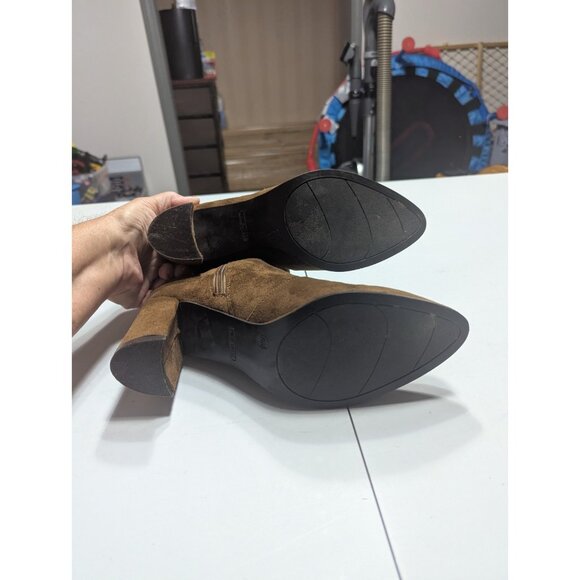 Nine West Women's Size 7.5M Brown  Faux Suede Comfort Heeled Career Ankle Boots - Picture 4 of 9